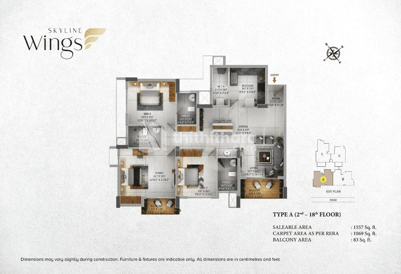 3 BHK Flat for Sale – Skyline Wings, Mele Chovva, Kannur thumbnail 2